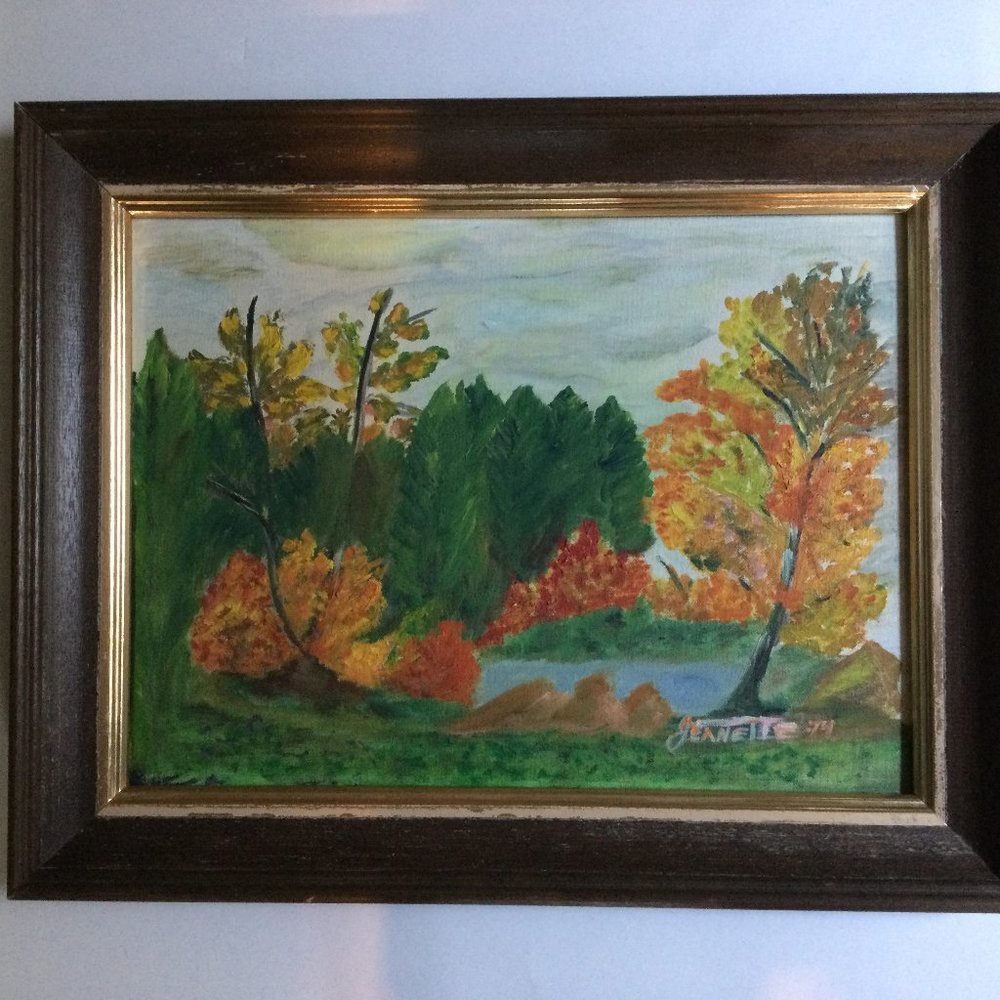 Vintage Original art oil painting natural Canada scene fall scene wall decor